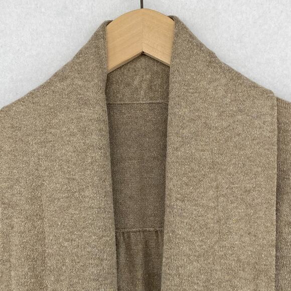 EILEEN FISHER Cardigan PS Organic Cotton Crop Shawl Open Front 3/4 Sleeve Brown - Picture 4 of 9